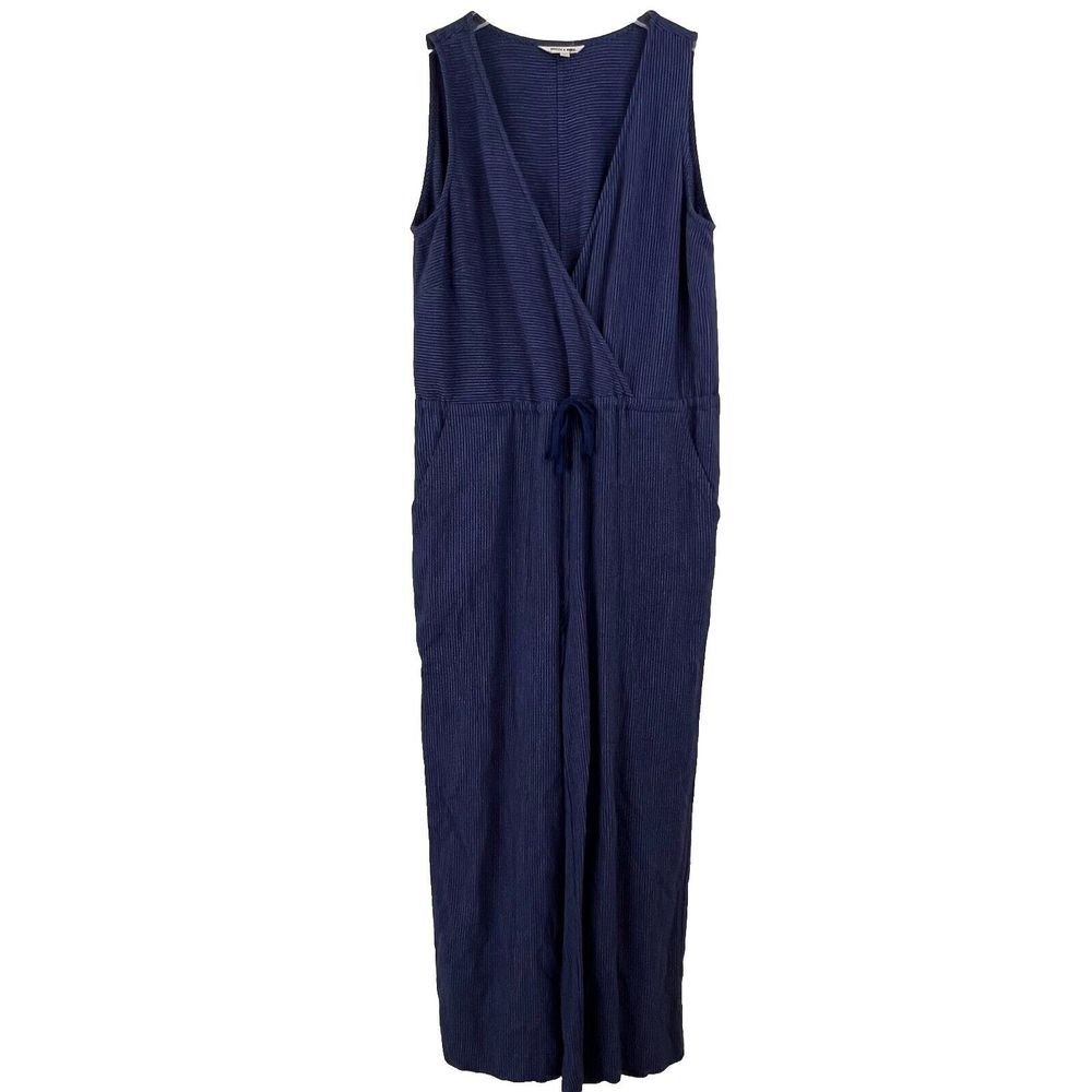 BRIDGE‎ & BURN Dillon Cobalt Pinstripe Jumpsuit WOMENS SMALL Linen PDX
